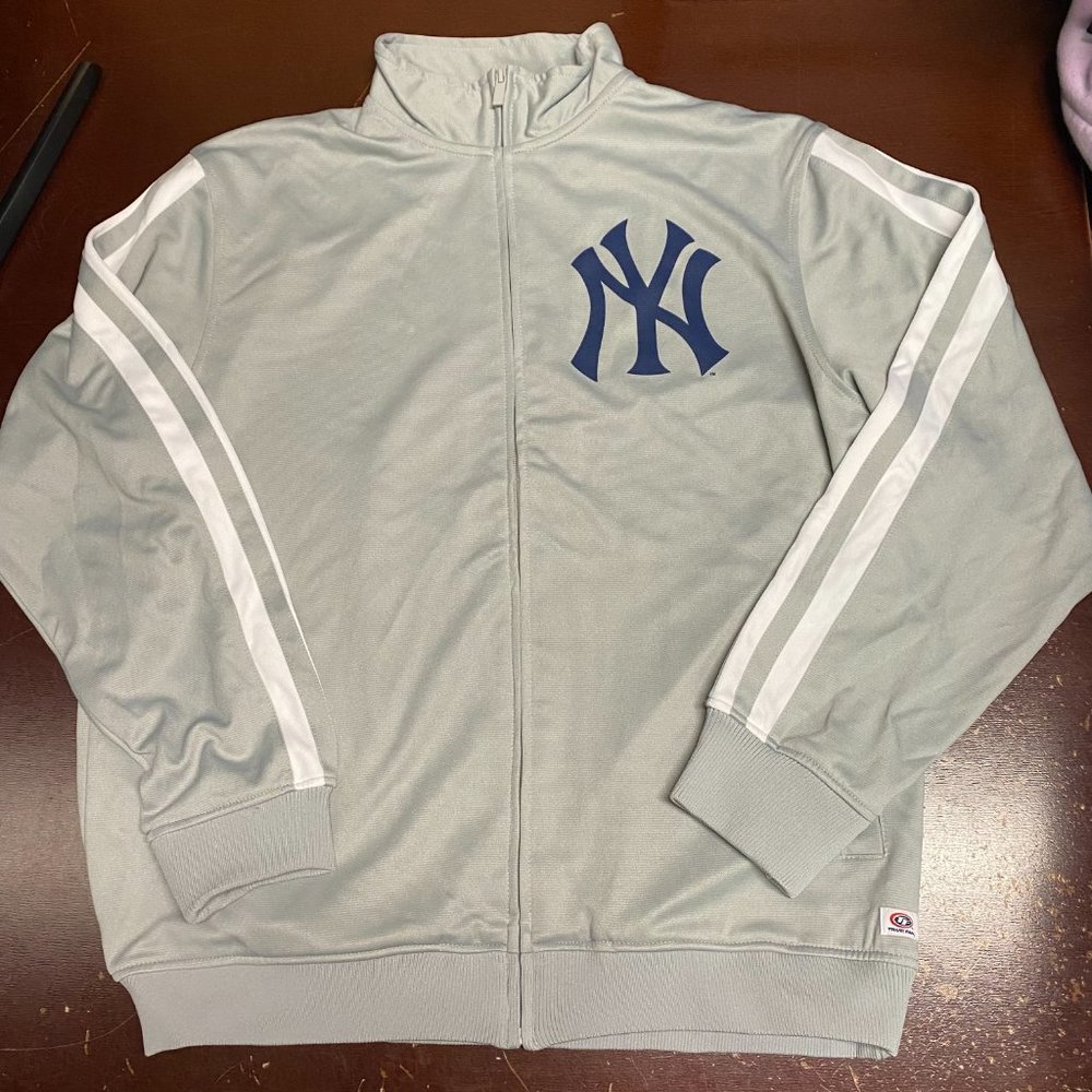 Men's Grey Track Jacket with Navy Logo - Unbranded